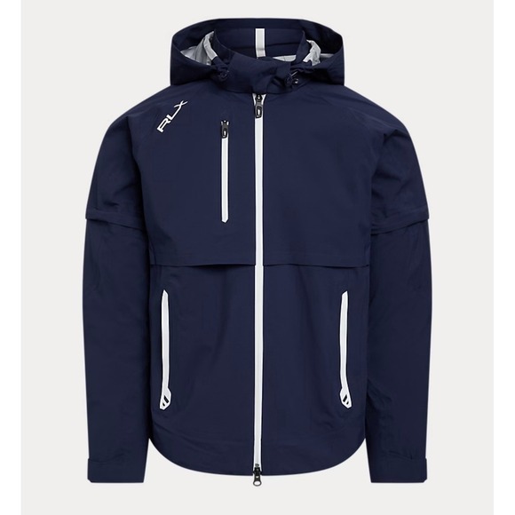 RLX RALPH LAUREN New Golf Waterproof Hooded Windbreaker SMALL Jacket Navy Womens